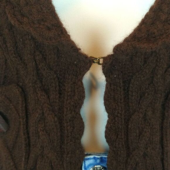 Anthropologie sleeping on snow  brown Wool/ Angora cable knit sweater Vest sz XS - Picture 7 of 13